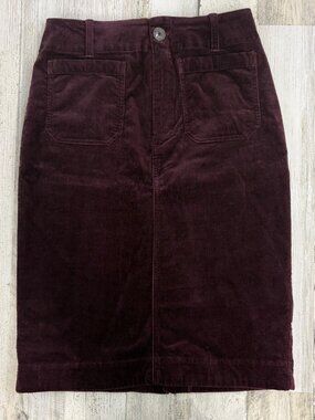 Anthropologie Skirt Burgundy Purple Wine Corduroy Maeve Size Small